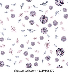 Dark Purple, Pink vector seamless abstract pattern with leaves and flowers. Modern abstract illustration with leaves and flowers. Pattern for heads of websites and designs.