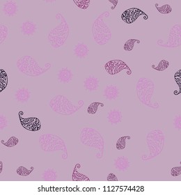 Dark Purple, Pink vector seamless natural artwork with leaves and flowers. Modern abstract illustration with leaves and flowers. A new texture for your wallpaper design.