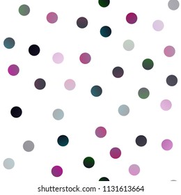 Dark Purple, Pink vector seamless cover with spots. Illustration with set of shining colorful abstract circles. New design for ad, poster, banner of your website.