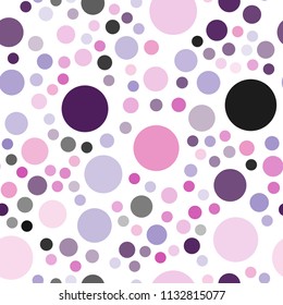 Dark Purple, Pink vector seamless pattern with spheres. Illustration with set of shining colorful abstract circles. Pattern can be used for ads, leaflets.
