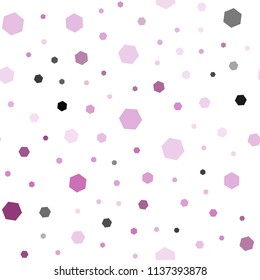 Dark Purple, Pink vector seamless layout with hexagonal shapes. Illustration of colored hexagons on white surface. New template for your brand book.