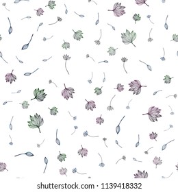 Dark Purple, Pink vector seamless hand painted texture. leaves on elegant natural pattern with gradient. Pattern for heads of websites and designs.