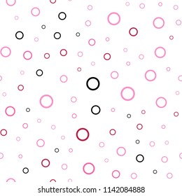 Dark Purple, Pink vector seamless pattern with spheres. Glitter abstract illustration with blurred drops of rain. Beautiful design for your business advert.