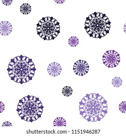 Dark Purple, Pink vector seamless pattern with christmas snowflakes. Modern geometrical abstract illustration with crystals of ice. Trendy design for wallpaper, fabric makers.