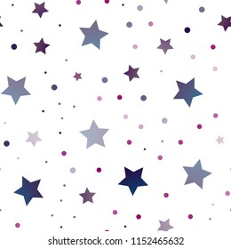 Dark Purple, Pink vector seamless cover with small and big stars. Shining colored illustration with stars. The template can be used as a background.