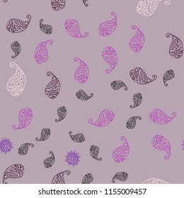 Dark Purple, Pink vector seamless doodle background with leaves and flowers. Glitter abstract illustration with leaves and flowers. A new texture for your wallpaper design.