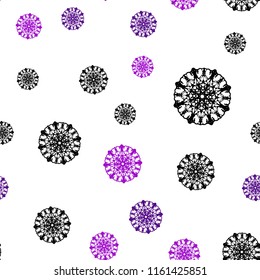 Dark Purple, Pink vector seamless template with ice snowflakes. Modern geometrical abstract illustration with crystals of ice. Pattern for design of fabric, wallpapers.