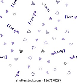 Dark Purple, Pink vector seamless layout with sweet hearts. Decorative shining illustration with hearts on abstract template. Design for ad, poster, banner of Valentine Day.