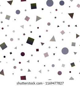 Dark Purple, Pink vector seamless background with triangles, circles, cubes. Decorative design in abstract style with lines, dots, cubes. Pattern for design of window blinds, curtains.