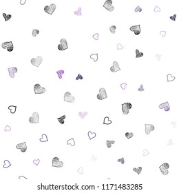 Dark Purple, Pink vector seamless texture with lovely hearts. Beautiful colored illustration with hearts in celebration style. Template for Valentine's greeting postcards.