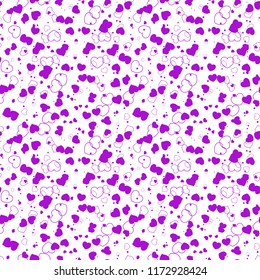 Dark Purple, Pink vector seamless layout with sweet hearts. Glitter abstract illustration with hearts in romantic style. Pattern for marriage gifts, congratulations. eps10