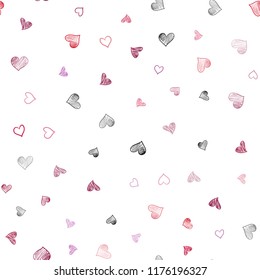 Dark Purple, Pink vector seamless background with hearts. Decorative shining illustration with hearts on abstract template. Beautiful design for your business advert of anniversary.