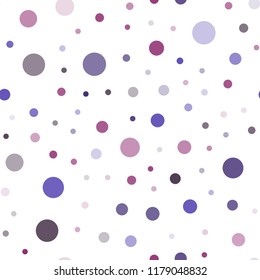 Dark Purple, Pink vector seamless backdrop with dots. Blurred decorative design in abstract style with bubbles. Pattern for design of fabric, wallpapers.