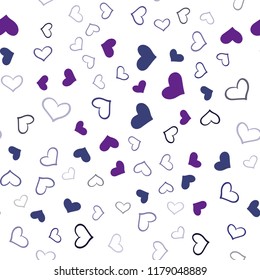 Dark Purple, Pink vector seamless background with hearts. Illustration with hearts in love concept for valentine's day. Pattern can be used for valentine's ad, booklets.