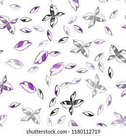 Dark Purple, Pink vector seamless abstract design with leaves. Doodle illustration of leaves in Origami style with gradient. Template for business cards, websites.