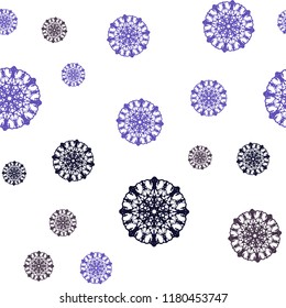 Dark Purple, Pink vector seamless background with xmas snowflakes. Decorative shining illustration with snow on abstract template. Pattern for design of window blinds, curtains.