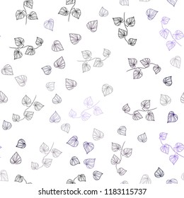 Dark Purple, Pink vector seamless elegant template with leaves. A vague abstract illustration with leaves in doodles style. Design for textile, fabric, wallpapers.