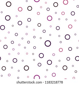 Dark Purple, Pink vector seamless template with circles. Glitter abstract illustration with blurred drops of rain. Pattern can be used as texture of wallpapers.