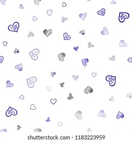 Dark Purple, Pink vector seamless template with doodle hearts. Illustration with hearts in love concept for valentine's day. Beautiful design for your business advert of anniversary.