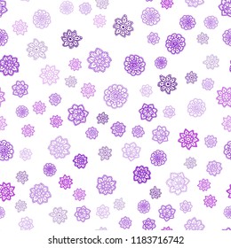 Dark Purple, Pink vector seamless pattern with christmas snowflakes. Snow on blurred abstract background with gradient. Pattern for design of fabric, wallpapers.