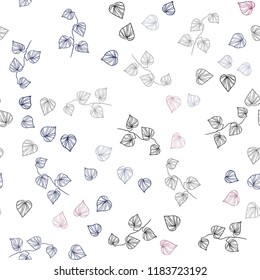 Dark Purple, Pink vector seamless doodle backdrop with leaves. leaves on blurred abstract background with gradient. Design for textile, fabric, wallpapers.