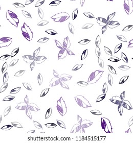Dark Purple, Pink vector seamless abstract background with leaves. Sketchy doodles with leaves on blurred background. Pattern for trendy fabric, wallpapers.