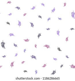 Dark Purple, Pink vector seamless abstract pattern with leaves. Decorative illustration with doodles on abstract template. Template for business cards, websites.