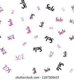 Dark Purple, Pink vector seamless cover with symbols of 30 % sales. Illustration with signs of sales on abstract template. Backdrop for super sales on Black Friday.