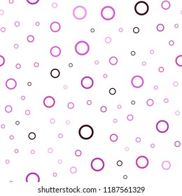 Dark Purple, Pink vector seamless layout with circle shapes. Modern abstract illustration with colorful water drops. Completely new template for your brand book.