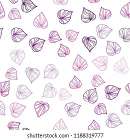 Dark Purple, Pink vector seamless doodle pattern with leaves. Shining colored illustration with leaves in doodle style. Design for textile, fabric, wallpapers.