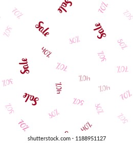 Dark Purple, Pink vector seamless pattern with 30, 40, 50 percentage signs. Gradient illustration with discount signs on white backdrop. Backdrop for super sales on Black Friday.