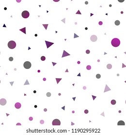 Dark Purple, Pink vector seamless texture in triangular style with circles. Beautiful illustration with circles, triangles in nature style. Design for textile, fabric, wallpapers.