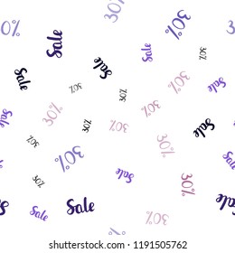 Dark Purple, Pink vector seamless cover with symbols of 30 % sales. Colorful set of  percentage signs in simple style. Backdrop for mega promotions, discounts.