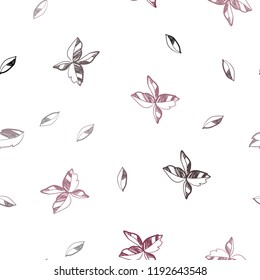 Dark Purple, Pink vector seamless doodle template with leaves. Doodle illustration of leaves in Origami style with gradient. Pattern for design of fabric, wallpapers.