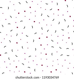 Dark Purple, Pink vector seamless pattern with spheres, triangles. Colorful illustration with circles and lines in futuristic style. Design for textile, fabric, wallpapers.