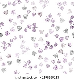Dark Purple, Pink vector seamless doodle backdrop with leaves. leaves on blurred abstract background with gradient. Pattern for trendy fabric, wallpapers.