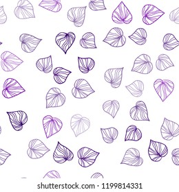 Dark Purple, Pink vector seamless abstract pattern with leaves. Colorful abstract illustration with leaves in doodle style. Design for textile, fabric, wallpapers.