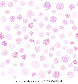 Dark Purple, Pink vector seamless cover with beautiful snowflakes. Modern geometrical abstract illustration with crystals of ice. Pattern for trendy fabric, wallpapers.