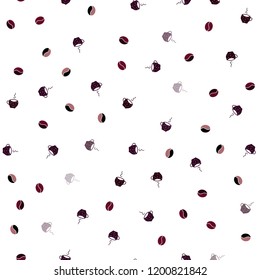 Dark Purple, Pink vector seamless texture with coffee beans, mugs. Glitter abstract backdrop with gradient mugs, coffee grains. Design for ad, poster, banner of cafes, restaurants.