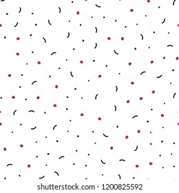 Dark Purple, Pink vector seamless backdrop with dots and lines. Glitter abstract illustration with connection of triangle structure. Pattern for design of fabric, wallpapers.
