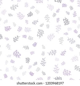 Dark Purple, Pink vector seamless doodle background with leaves, branches. Abstract illustration with leaves, branches in doodles style. Pattern for trendy fabric, wallpapers.
