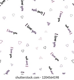 Dark Purple, Pink vector seamless pattern with colorful hearts. Decorative shining illustration with hearts on abstract template. Beautiful design for your business advert of anniversary.