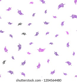 Dark Purple, Pink vector seamless elegant wallpaper with leaves. An elegant bright illustration with leaves in Natural style. Pattern for trendy fabric, wallpapers.