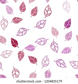 Dark Purple, Pink vector seamless natural artwork with leaves. A vague abstract illustration with leaves in doodles style. Pattern for design of fabric, wallpapers.