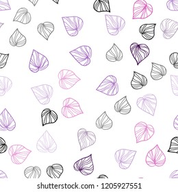 Dark Purple, Pink vector seamless doodle template with leaves. leaves on blurred abstract background with gradient. Trendy design for wallpaper, fabric makers.