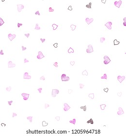 Dark Purple, Pink vector seamless cover with Shining hearts. Glitter abstract illustration with colorful hearts in romantic style. Design for ad, poster, banner of Valentine Day.