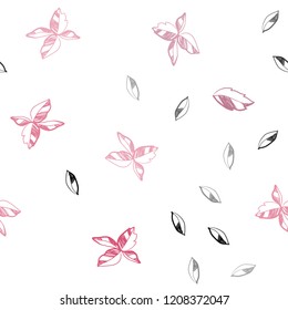 Dark Purple, Pink vector seamless doodle layout with leaves. Creative illustration in blurred style with leaves. Trendy design for wallpaper, fabric makers.