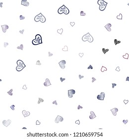 Dark Purple, Pink vector seamless background with hearts. Beautiful colored illustration with hearts in celebration style. Beautiful design for your business advert of anniversary.