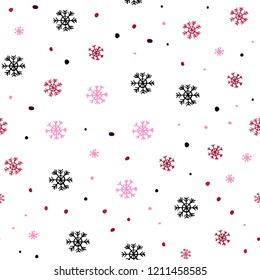 Dark Purple, Pink vector seamless texture with colored snowflakes. Glitter abstract illustration with crystals of ice. Design for textile, fabric, wallpapers.