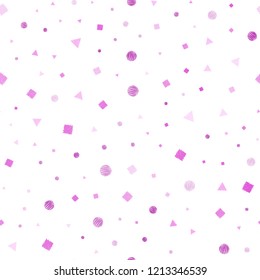 Dark Purple, Pink vector seamless texture with poly style with circles, cubes. Abstract illustration with colorful dots, lines, cubes. Trendy design for wallpaper, fabric makers.